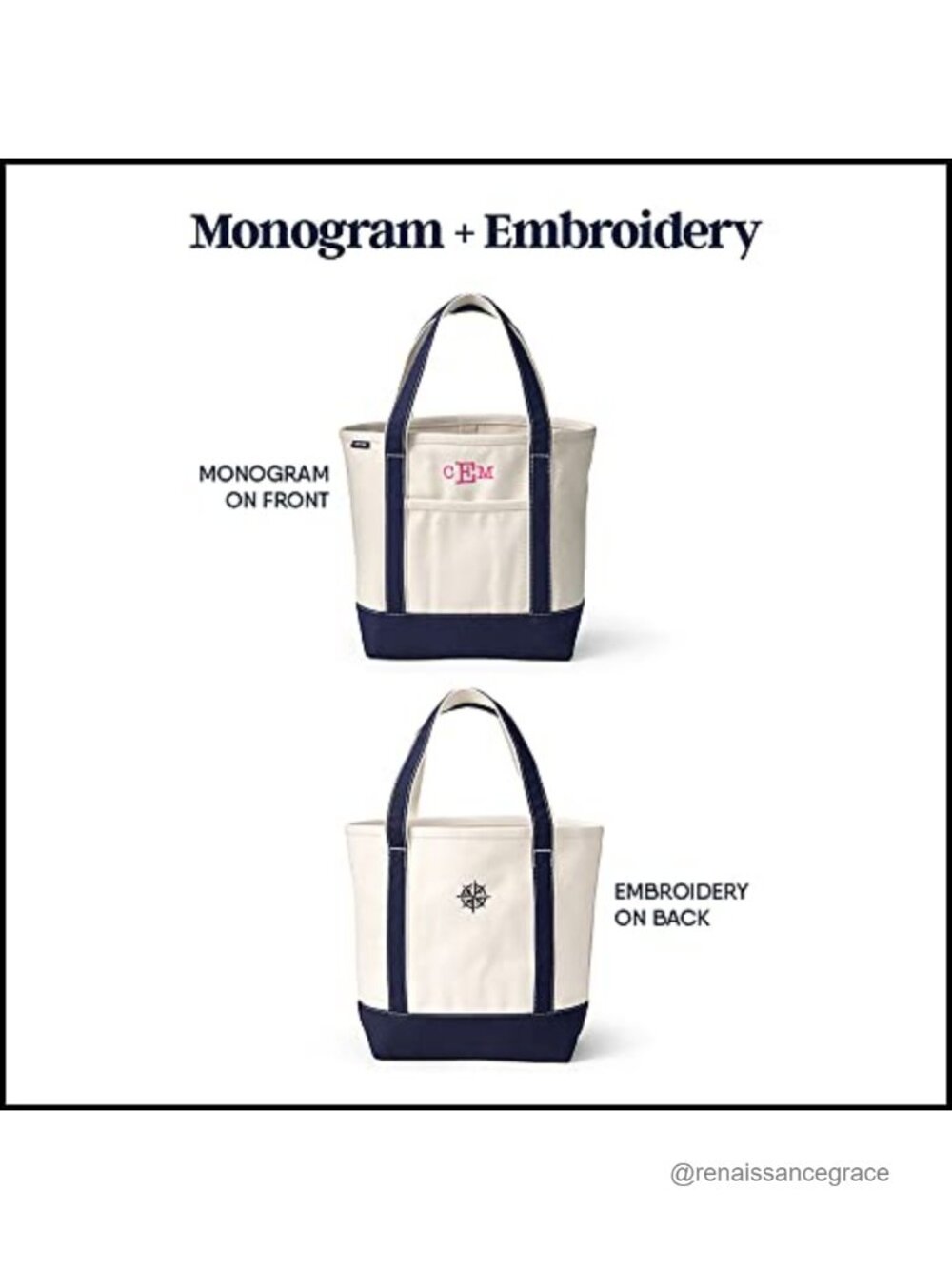 Open Top Canvas Tote Bag X-Large Long Handle - Picture 3 of 4